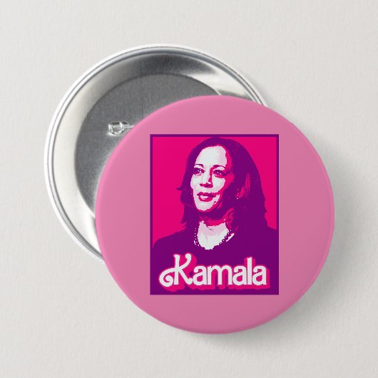 Badge Rond 7,6 Cm Kamala Harris Fan Rose (Devant & derrière)