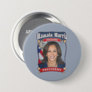 Badge Rond 7,6 Cm Kamala Harris Madame President Card