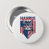 Badge Rond 7,6 Cm Kamala Harris pour le président 2024 Funny Cat (Devant & derrière)