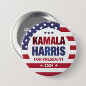 Badge Rond 7,6 Cm Kamala Harris Pour Président 2024 (Devant & derrière)