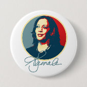 Badge Rond 7,6 Cm Kamala Harris Signature Portrait (Devant)