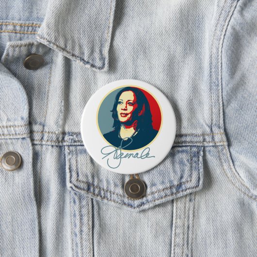 Badge Rond 7,6 Cm Kamala Harris Signature Portrait (En situation)
