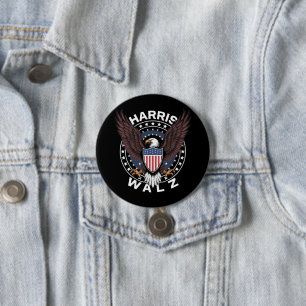 Badge Rond 7,6 Cm Kamala Harris Tim Walz Valse 2024 Élection