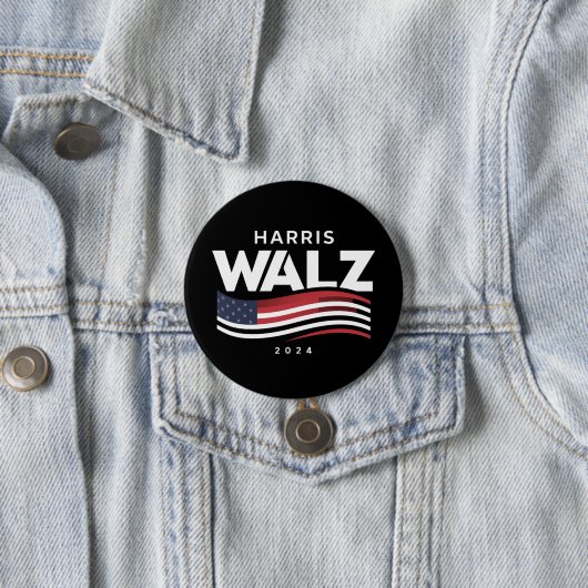 Badge Rond 7,6 Cm Kamala Harris Tim Walz Valse 2024 Election (En situation)
