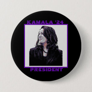 Badge Rond 7,6 Cm Kamala pour le président 2024
