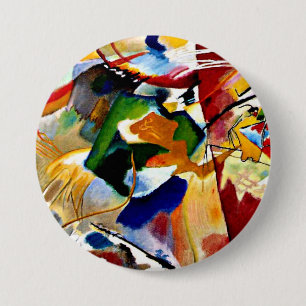Badge Rond 7,6 Cm Kandinsky - Peinture avec Centre Vert