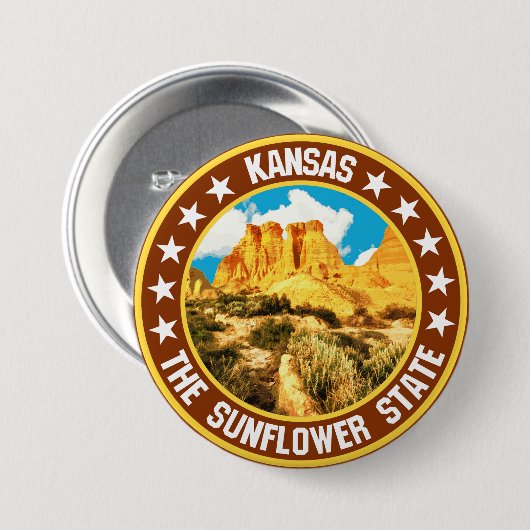 Badge Rond 7,6 Cm Kansas (Devant & derrière)