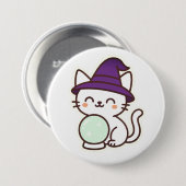 Badge Rond 7,6 Cm Kawaii Halloween Chat - Magique & Adorable Éffraya (Devant & derrière)