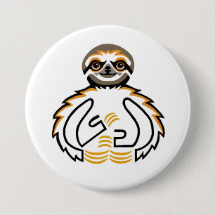 Badge Rond 7,6 Cm Kawaii SLOTH - Amoureux des animaux - Faune - Natu