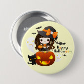 Badge Rond 7,6 Cm Kawaiii Halloween (Devant & derrière)