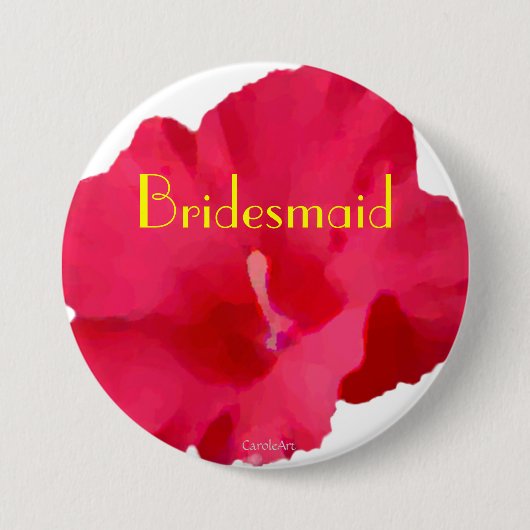 Badge Rond 7,6 Cm Ketmie rouge peinte (Devant)