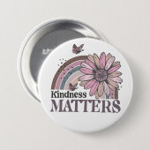 Badge Rond 7,6 Cm Kindness Matters Retro Butterfly Boho Rainbow (Devant & derrière)