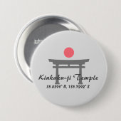 Badge Rond 7,6 Cm Kinkaku-ji Temple Latitude  Longitude  (Devant & derrière)