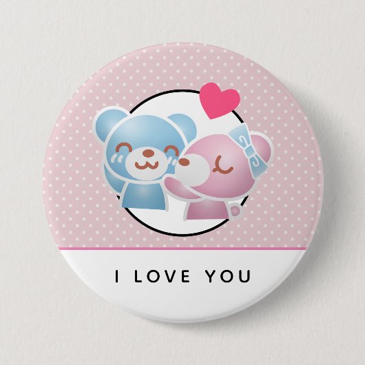 Badge Rond 7,6 Cm Kissing Bears I Lote mignonne et Kawaii (Devant)