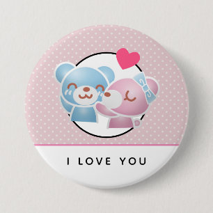 Badge Rond 7,6 Cm Kissing Bears I Lote mignonne et Kawaii