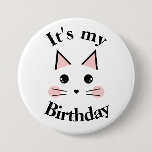 Badge Rond 7,6 Cm Kitty Cat C'est mon anniversaire