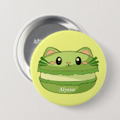 Badge Rond 7,6 Cm Kitty Cat Matcha Macaron (Devant & derrière)
