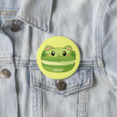 Badge Rond 7,6 Cm Kitty Cat Matcha Macaron (En situation)