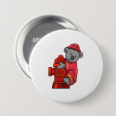 Badge Rond 7,6 Cm Koala as Firefighter with Fire hydrant (Devant & derrière)