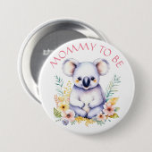 Badge Rond 7,6 Cm Koala Bear Thème C'est un Baby shower de fille (Devant & derrière)