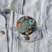 Badge Rond 7,6 Cm Koi Mosaic (En situation)