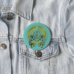 Badge Rond 7,6 Cm Kokopelli Duo - Homme Dans Le Maze - Soleil 1