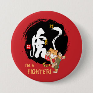 Badge Rond 7,6 Cm Kung Fu Tiger Fighter Encouragement Keepsaké
