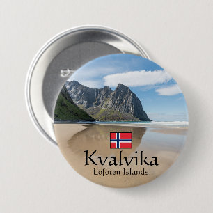 Badge Rond 7,6 Cm Kvalvika Lofoten Norvège