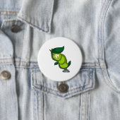Badge Rond 7,6 Cm La chenille au coucher avec la feuille (En situation)