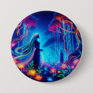Badge Rond 7,6 Cm La déesse Neon Forêt de Lumière Imaginaire conte d