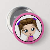 Badge Rond 7,6 Cm La fille mignonne de Chibi collant la langue se (Devant & derrière)