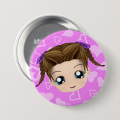 Badge Rond 7,6 Cm La fille mignonne de Chibi collant la langue se (Devant & derrière)