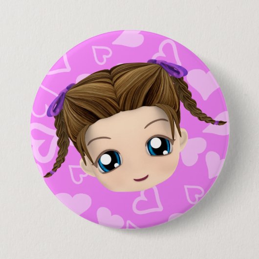 Badge Rond 7,6 Cm La fille mignonne de Chibi collant la langue se (Devant)