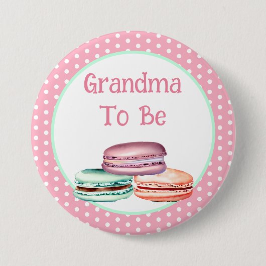 Badge Rond 7,6 Cm La grand-mère Baby shower de la fille Macaron (Devant)