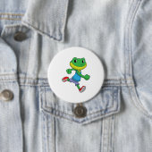 Badge Rond 7,6 Cm La grenouille comme coureur à la course (En situation)
