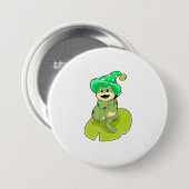 Badge Rond 7,6 Cm La grenouille en magie avec baguette magique (Devant & derrière)