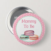 Badge Rond 7,6 Cm La maman Baby shower de la fille Macaron (Devant & derrière)