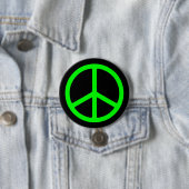 Badge Rond 7,6 Cm La paix vert clair se connectent Pinback noir (En situation)