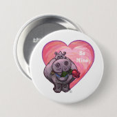 Badge Rond 7,6 Cm La Saint-Valentin de l'hippopotame (Devant & derrière)