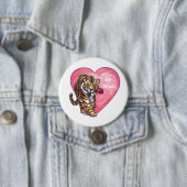 Badge Rond 7,6 Cm La Saint-Valentin du tigre (En situation)