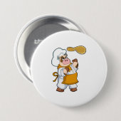 Badge Rond 7,6 Cm La vache fait cuire avec Dough (Devant & derrière)