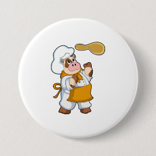 Badge Rond 7,6 Cm La vache fait cuire avec Dough