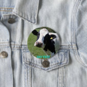 Badge Rond 7,6 Cm la vache, VONT VEG ! (En situation)