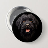 Badge Rond 7,6 Cm Labradoodle Chien noir (Devant & derrière)