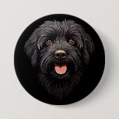 Badge Rond 7,6 Cm Labradoodle Chien noir (Devant)