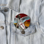 Badge Rond 7,6 Cm lac de feu (En situation)