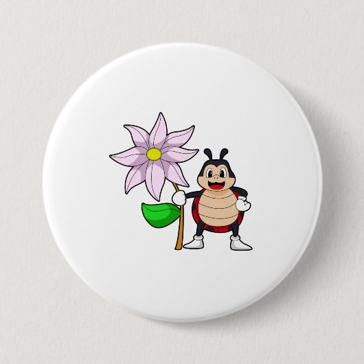 Badge Rond 7,6 Cm Ladybug avec Flower.PNG (Devant)