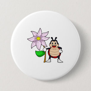 Badge Rond 7,6 Cm Ladybug avec Flower.PNG