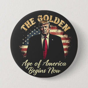 Badge Rond 7,6 Cm L'âge d'or de l'Amérique commence maintenant Trump