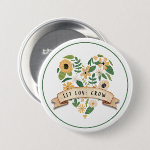 Badge Rond 7,6 Cm Laisser grandir l'amour   Bouton Coeur botanique 3